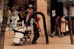 Street sweeper; Fred Loft is on the left side, 1982. Courtesy of Ed Thomas.