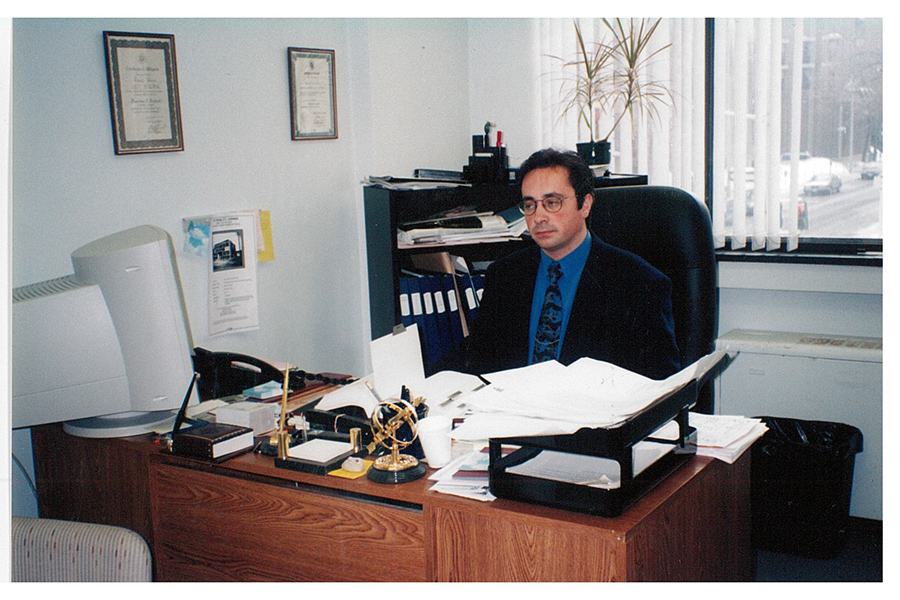 Gus Oliveira at his desk in the Local 167 office, 1998. Courtesy of CUPE Local 5167.