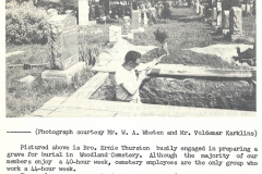 Ernie Thurston preparing a grave in Woodlawn Cemetery, July 1963. Courtesy of The Outsider, July 1963, William Ready Division of Archives and Research Collections, McMaster University.