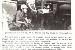 K. Orgil, J. Farkas, and C. Whalen operate the city’s new valve-turning machine, August 1966. Courtesy of The Outsider, August 1966, William Ready Division of Archives and Research Collections, McMaster University.
