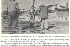 Maintenance workers prepare to fix a broken water main, March 1963. Courtesy of The Outsider, March 1963, William Ready Division of Archives and Research Collections, McMaster University.