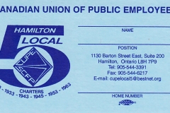 Local 5 membership card, ca. 1985. Courtesy of CUPE Local 5167.